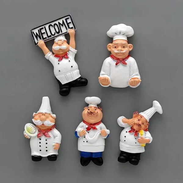 Ímãs de 3pcsfridge 6pcs ímãs de geladeira engraçados para refrigerador decoração cozinheira de cozinheiro desenho animado figura ímãs ornamentos 3d ímãs de resina