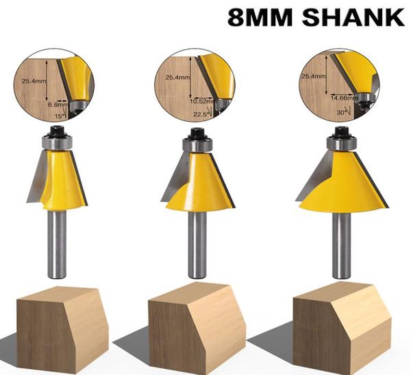 Bit router a campione da 8 mm 15 225 Cutter di fresatura da 30 gradi per macchina in legno7448025