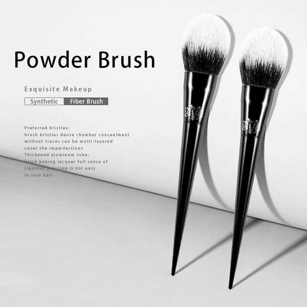 Escovas de maquiagem Kat von D-makeup Brush 01 grande pó de fibra macia Hair elegante Mança preta feminino q240507