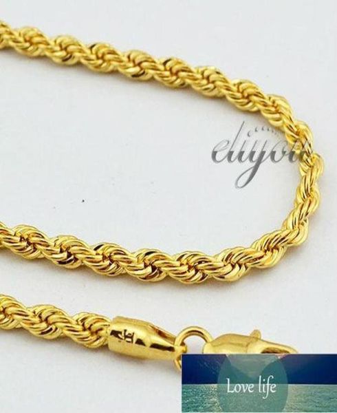 Новая модная ювелирные изделия 4 -мм мужские женщины 18K Желто -золото, наполненное ожерельем, веревка из цепей Золотые ювелирные изделия DJN86 Эксперт по заводу D7928324