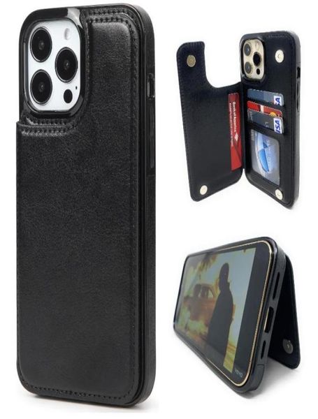 Kartenhalter trendy schockdes Handy -Hülle Wallet für iPhone 13 Pro Max mit Schlitzhalter Frauen Männer Luxus magnetische Münze Pocke7826932