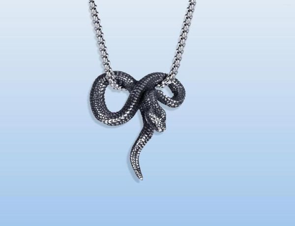 Collane a pendente Collana in acciaio inossidabile Catena metallica nera per uomini Donne Gotica Punk Hip Hop Style Serpente animale fresco 7573635