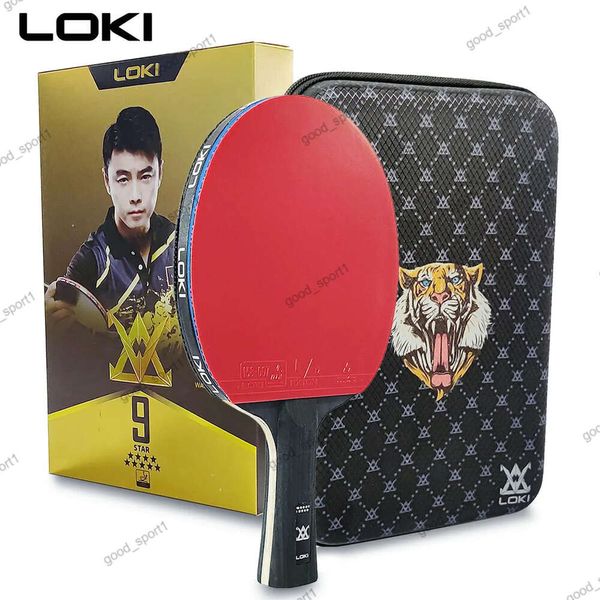 Tischtennis Raquets Loki 9 Sterne Racket Professional 5 2 Carbon Ping Pong Paddle 6 7 8 9 Ultra Offensiv mit klebrigen Gummi 808