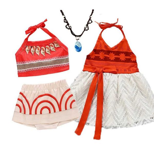 Vestidos de menina Childrens Vaiana Dress Up Little Girl Moana Role-Playing Coloque de traje de traje Baby Girl Halloween Costume de Natal 1-5 anosL2405