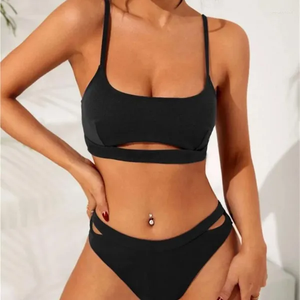 Kadın Mayo Black Bandeau Bikinis 2024 Kadın Seksi Thong Mayo Push Yukarı Kadın Mayo Takım Yüzme Yaz Plaj Giyim Havuz Bater