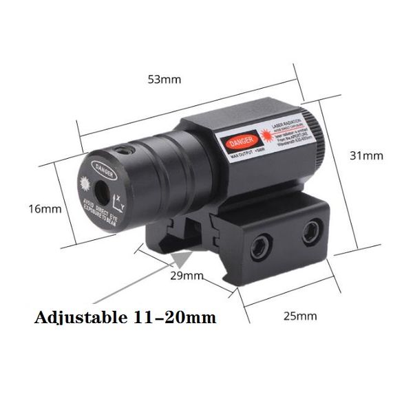 Espingar de caça a laser vermelho tático escopo de armas de espingarda com montagem ajustável 11mm -20mm Picatinny Mount Collimator