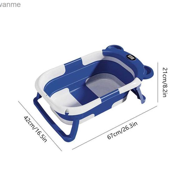 Badewannensitze Sitze Echtzeit Temperatur Display Baby Badewanne mit kissenstützender Klappreise Badewanne Silikon Kleinkind Badewanne Multifunktional Wx