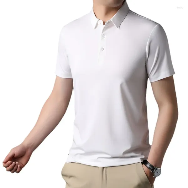 Polos maschile 2024 Summer Men Color Pure Color Short Short Lavano Shirt Black / White Piccola magliette traspirabili