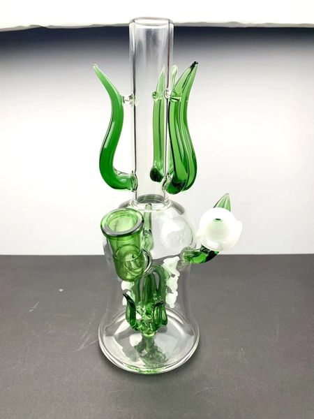 Hochwertige Shisha Gun Water Bongs Glas Bong Shisha Custom Puffco Accessoires Dab Rig Grüner Narziss 9 Zoll anpassbare Farbe und Stilbestellung oder Großhandel