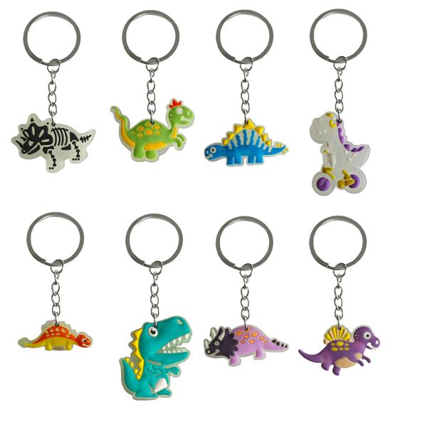 Keychains Bedanyards Fluorescent Dinosaur 32 Keychain Mini Keyring fofo para prêmios de sala de aula Bolsas de chaves de carros de carros de mochila adequados Otxj9