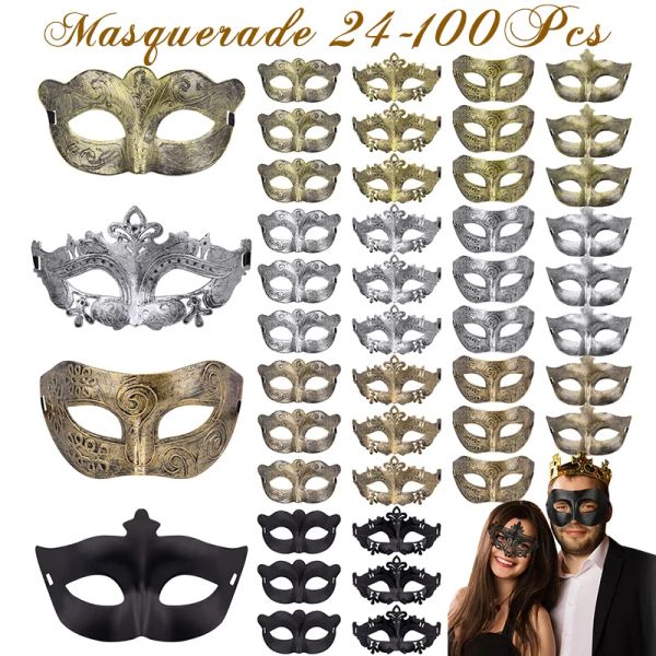 Masken 24100pcs Ehepaar Maskerade Masken Bulk Venezianer Karneval Maske Mardi Gras Antik