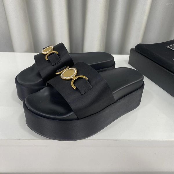 Sapateiros sapatos femininos de couro genuíno plataforma plana lâminas de seda decoração metal lazer de cristal apartamentos de verão zapatos de mujer