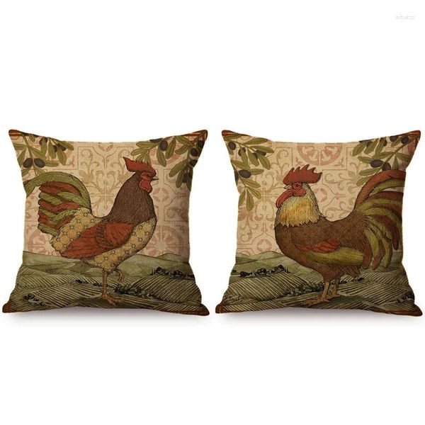 Cuscino Nordic Vintage Gallo dipinto di gallo dipinta di pittura Copertina Farm Cock Cock Animale Decorazione per la casa di lusso divano Custodia Almofadas