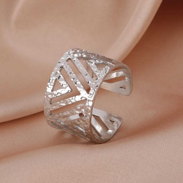 Anéis de casamento Skyrim Triangles anel geométrico a aço inoxidável cor de ouro bohemia aberta feminino anéis da moda jóias do dia dos namorados Novo em