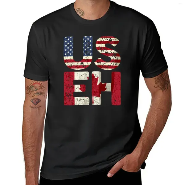Мужские половые канады US EH American Flag Vintage America Colors Colors Patriotic Dist Футболка
