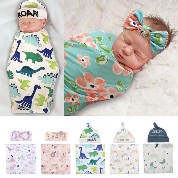 Cobertores 2pcs/lote de bebê saco de dormir chapéu nascido envelope cocon wrap swaddle algodão macio de 0 a 6 meses de sono