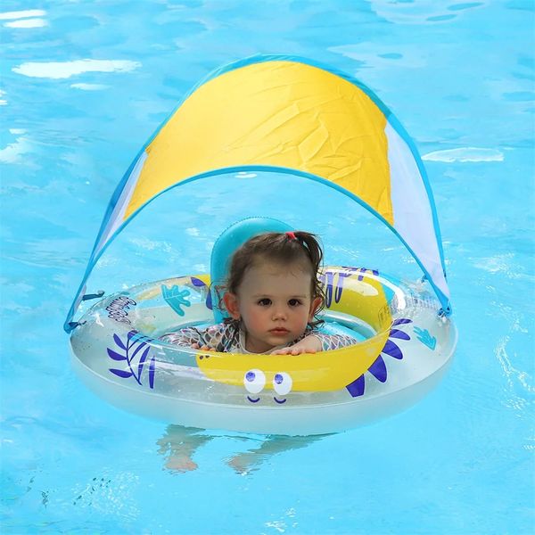 Swimbobo çocuk şişme dinozor sevimli yüzme koltuk teknesi yüzen yürümeye başlayan çocuk su oyuncak yüzme yüzükler kanopi ile havuz yüzen yüzme 240508
