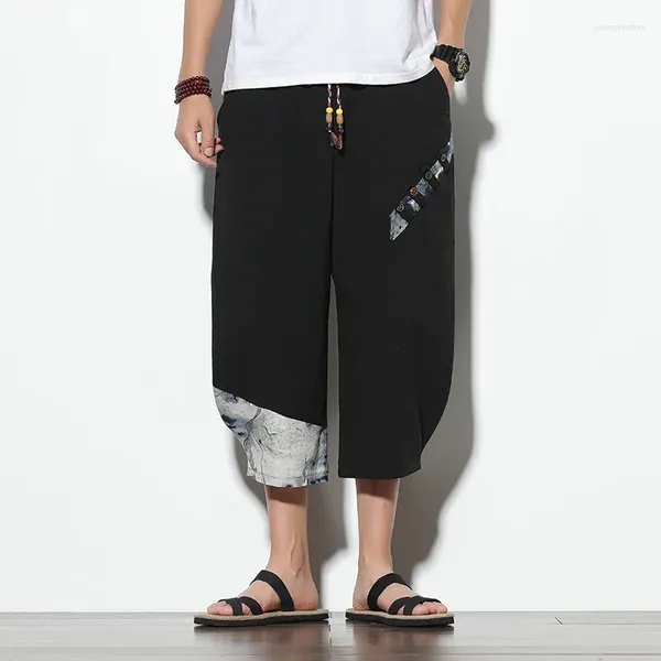 Мужские штаны 2024 Гарлемские брюки бегают в стиле Хараджуку маленькая нога Летняя свободная случайная тенденция модная уличная одежда