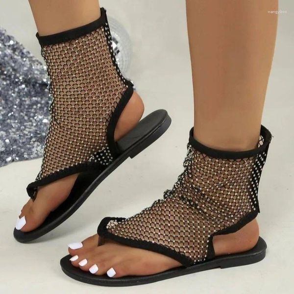 Scarpe casual sandali da donna estate fluttuanti di lusso marca di marca rotonda flat bottom stivali corti stivali acqua diamante sexy elegante