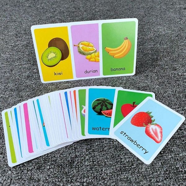 Partes do carrinho 1 conjunto Cards Cognitivos de Crianças Frutas de Animal Frutas de Flash Duas Lados Aprendendo Toys Presentes