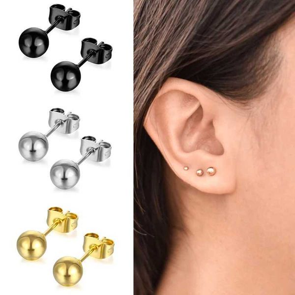 Stud 3-7mm Runde Ball Multi-Color Womens Ohrringe Edelstahl Ohrringpfosten modische Mädchen Party Schmuckgeschenke Q240507