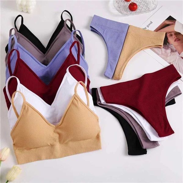 Frauen thermische Unterwäsche Damen BH Unterwäsche Set nahtlos U-Back BH Damen Sexy Brasilian Unterwäsche Set abnehmbare Pads Push Up Bra Unterwäsche2405