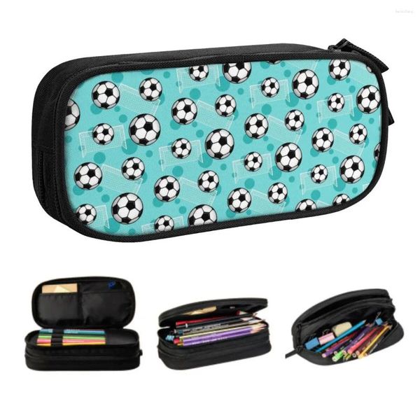 Fall di calcio personalizzato e gol Case di matita del modello verde acqua per borsetta box box box di grandi dimensioni Girl