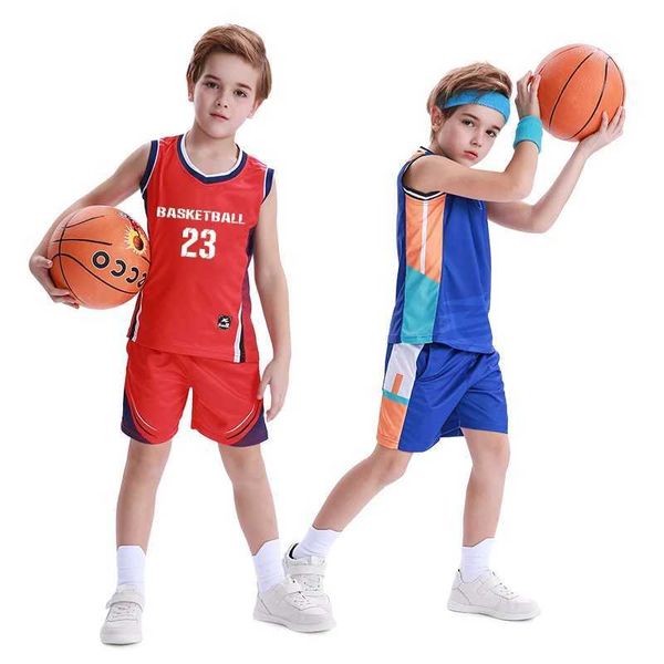 Maglie all'ingrosso uniformi da basket per ragazzi di alta qualità personalizzati 100% poliestere camicie da basket traspirante per bambini H240508