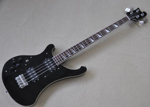 Guitar Flyoung linkshändige schwarze 4 Saiten Elektrische Bassgitarre mit weißen Perleneinlagen, bieten Anpassung an