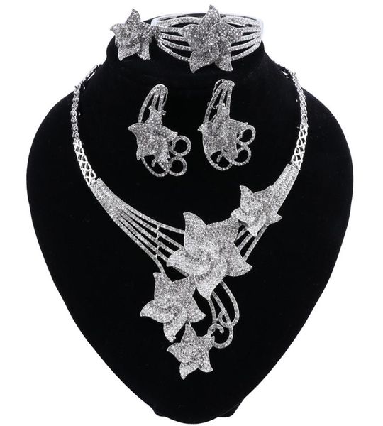 Gioielli d'argento Dubai Set per donne perle africane Set di collana da donna Set di gioielli da sposa italiani Accessori per matrimoni2178221