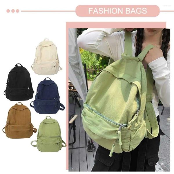 Backpack Canvas Zipper Rucksacks Laptop Viagem ombro de ombro Mochila Salfas escolares vintage Sacos da faculdade Mulheres Men.