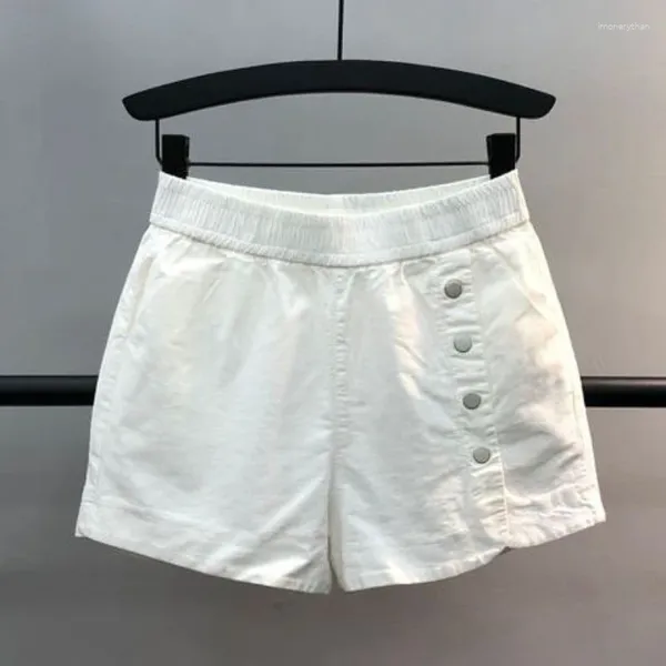 Shorts femininos Summer Mulher gelo seda de seda larga perna fêmea cintura elástica sólida solta mini comprimento calça casual feminino roupas q294