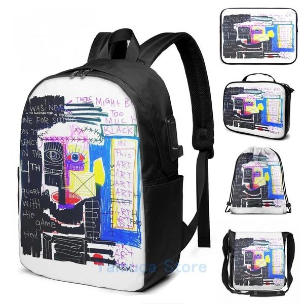 Zaino stampato grafico divertente troppo black USB Charge Men Borse da donna Bag Bag Travel Laptop