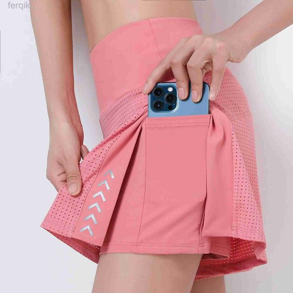 Skirts Skorts Shorts Fashion Shorts Women Tennis Pants Traspirabile in maglia High Waist Shorts Tennis Skort Sport Yoga Shorts Shorts Stirtwear D240508