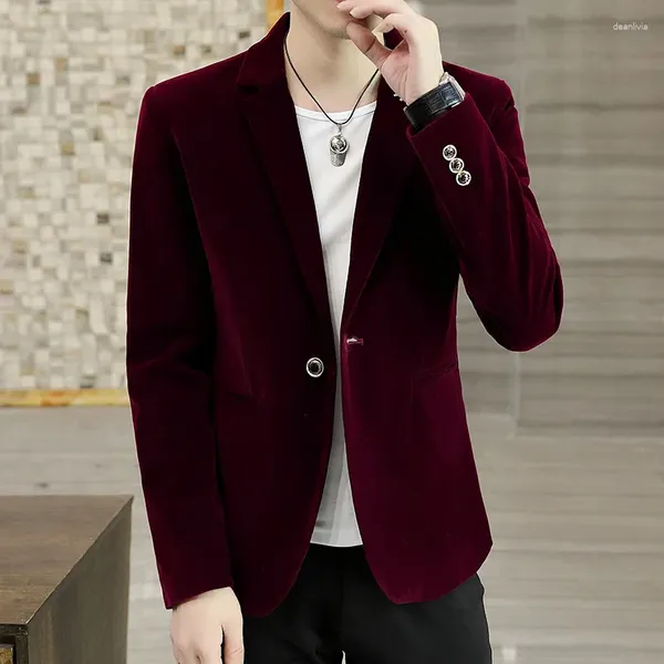 Trajes masculinos Autum Velvet Vestre Vested Coat Mens Blazer Jacket Moda Moda Casual Stage Business Blazers Fantas