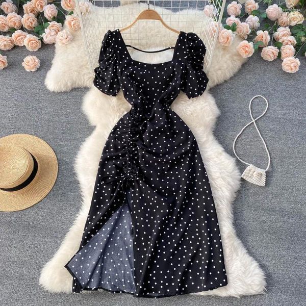 Partykleider Mädchen Sommerkleid für Frauen Polka Dots Boho lässige Frau sogar Strand Hawaii Urlaubskleidung Puffhülle Vestidos