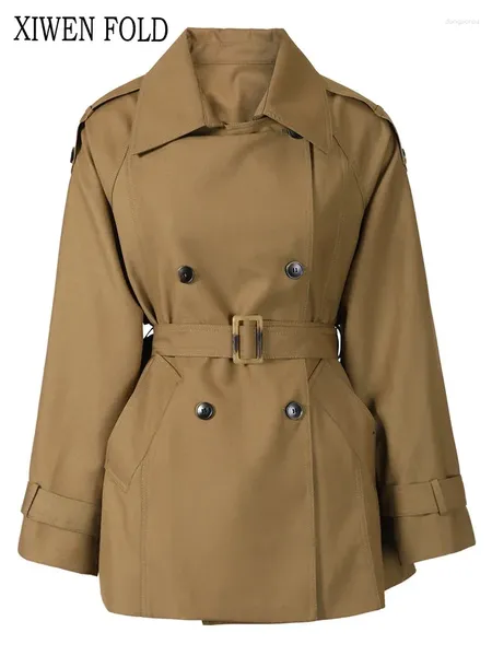 Trench da donna XIWEN BROWN BRIGE BRIGE DONNA DONNA SOLEVE LUNGA LONTA SCONDA IN FADITÀ FASHIER MASHETTURA FRITTURA AUTUNGGE AUTOTUNGGE 2024 XF1833