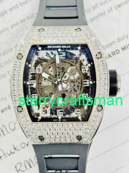 RM Luxury Watches Mechanical Watch Mills RM010 18 -каратный фабрика белого золота Diamonds Watch STQC