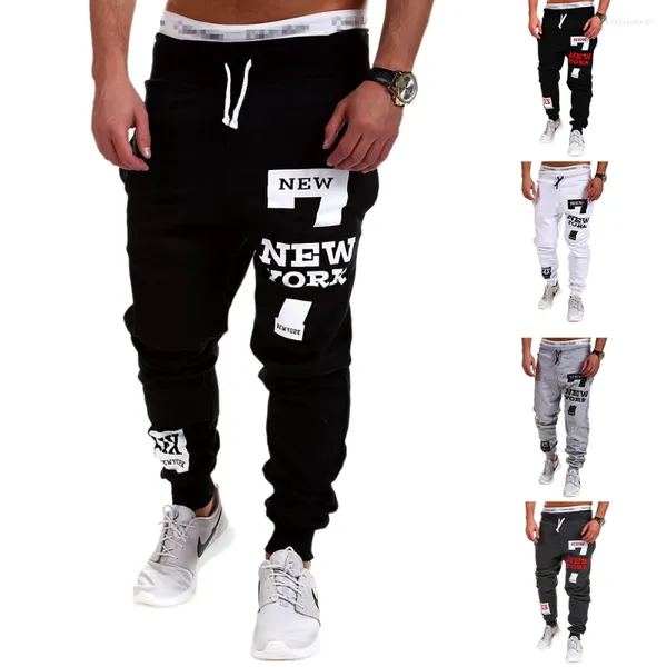 Pantaloni da uomo pantaloni in stile hip-hop sport casual jogging che assorbono la moda stampare streetwear di base bianca nera