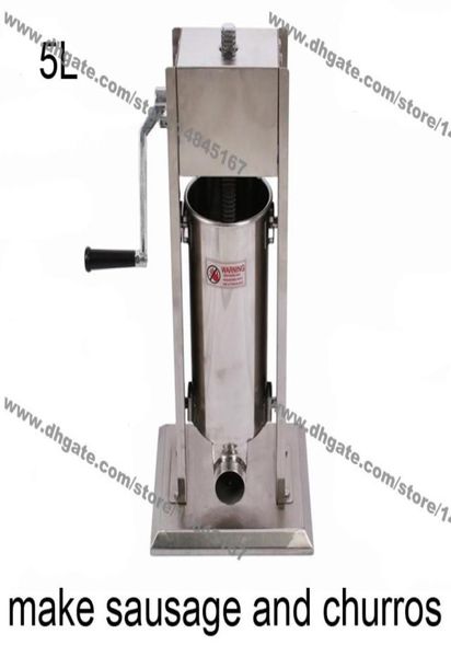 Gewerblicher Gebrauch 5L Edelstahl Handkurbel Vertiakal Wurst Stuffer und Churros Maker Machine6965517