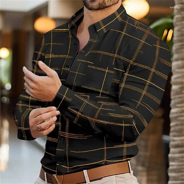 Camisas casuais masculinas 2024 Moda longa com lapela de lapela solteiro Cardigan Hawaiian Shirt Real Pocket Summer