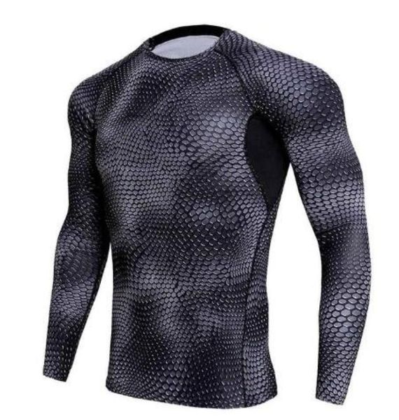 3D Sıkıştırma Gömlek Erkekler Moda Baskı Nefes Alabilir Hızlı Kuru Tişört Fit Cilt Tayt Spor Salonu Vücut İnşa Tişört MMA Sportswear5620612