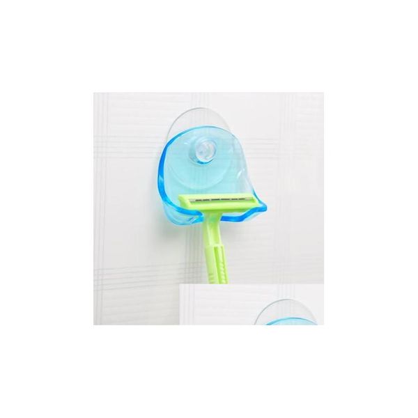 Andere Badetoilettenbedarf 1PCS klarer blauer Plastik Supersaugne Tasse Rasiermesser Badhalter Rasierer Drop Lieferung Hausgarten DHXX0