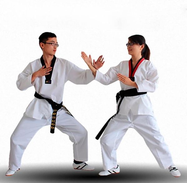 Çocuklar ve Yetişkin Profesyonel Taekwondo Dava Rekabet ve Eğitim için Bütün Beyaz WTF Taekwondo Üniforması5949515
