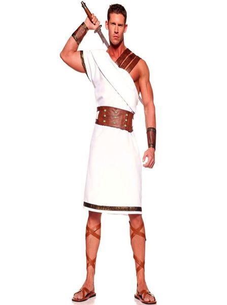 Casais traje de guerreiro romano Carnival Halloween medieval Grécia Gladiator Cosplay Fancy Party Dress H2314452976