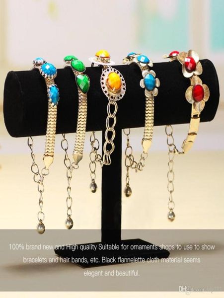 Black Velvet Jewelry Display Organizer Stand Holder Packaging Bracelet Chain Relógio T Suporte de barra T rack3252277