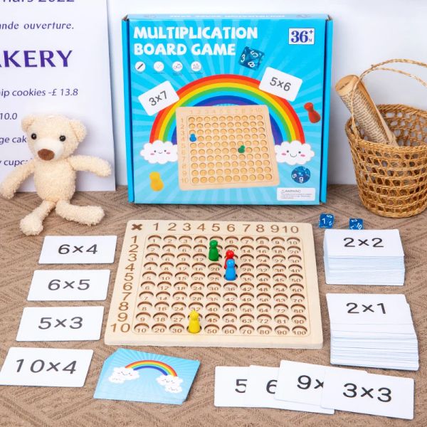 99 Game de tabuleiro de multiplicação Montessori Kids Aprendendo brinquedos educacionais Matemática Contando cem pensamento interativo do conselho