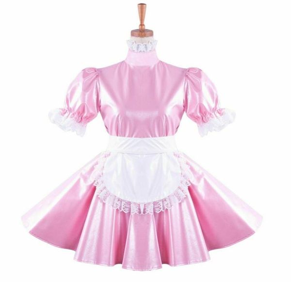 Abito di cameriera di femminuccia perle perle rosa Halloween Costume 9308525