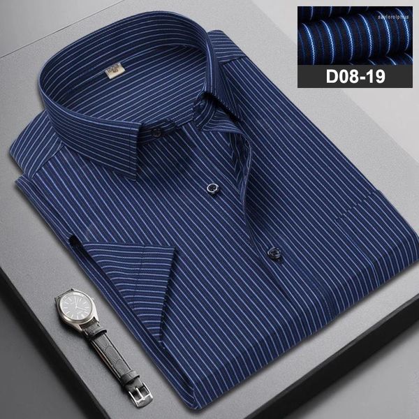 Camisas de vestido masculinas Marca de algodão Moda de manga curta camiseta de verão 10 cor masculino grande tamanho S-5xl listrado