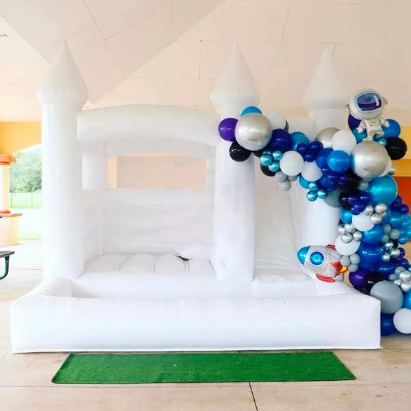 Jumper Inflável Branco Boun House Combo com Slide and Ball Pit Kids Commercial Castle Saltle Pumping Bounter